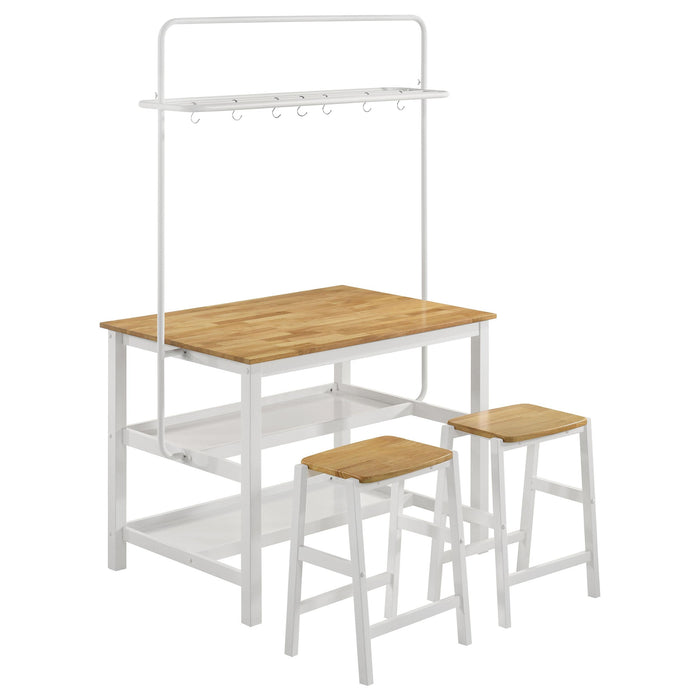 Edgeworth 3-piece Kitchen Island Counter Table Set White - Visions in Furniture (La Mirada, CA)