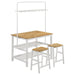 Edgeworth 3-piece Kitchen Island Counter Table Set White - Visions in Furniture (La Mirada, CA)