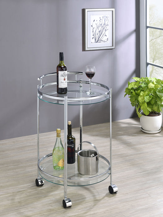 Chrissy 2-tier Round Glass Bar Cart - Visions in Furniture (La Mirada, CA)
