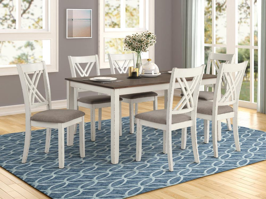 Fortress 7-piece Dining Set Chestnut and Vintage White - Visions in Furniture (La Mirada, CA)