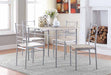 Anna Fontana 5-piece Rectangular Dining Set Brushed Silver - Visions in Furniture (La Mirada, CA)