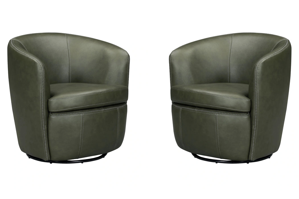 Parker Living Barolo 100% Italian Leather Swivel Club Chair Two Pack