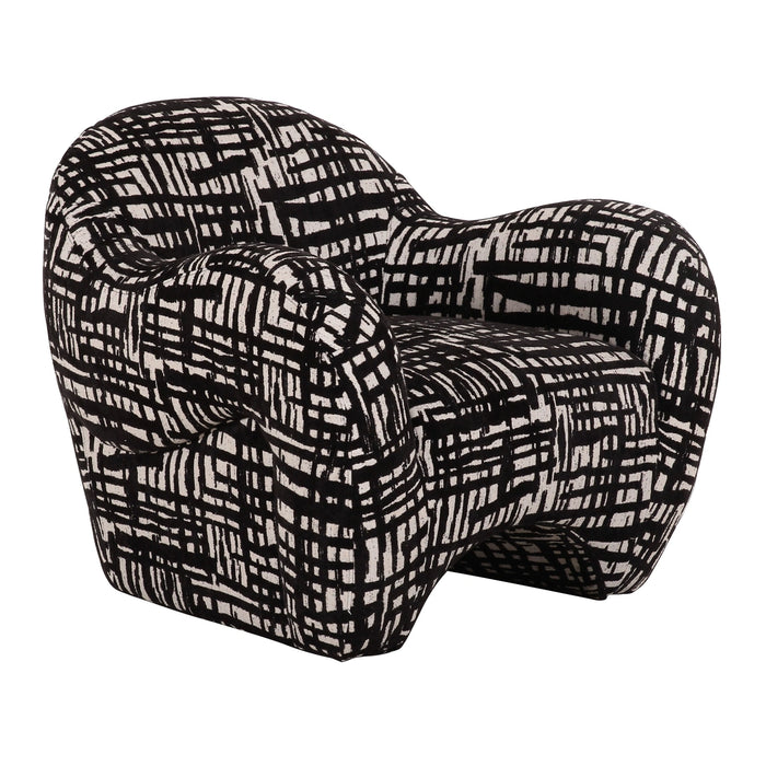 Hurd - Modern Black + Beige Pattern Fabric Accent Chair