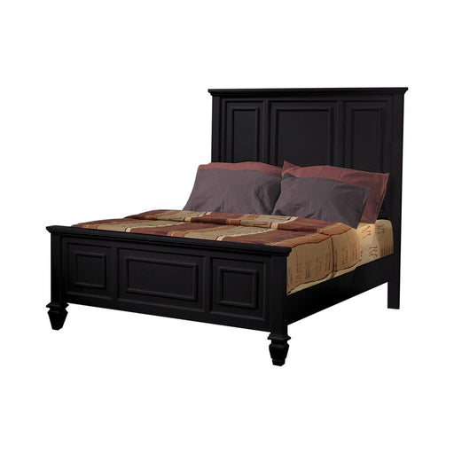 Sandy Beach Queen & E.King Panel Bed with High Headboard Black & White - Visions in Furniture (La Mirada, CA)