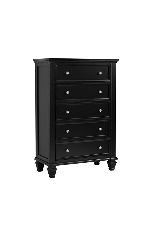 Sandy Beach 5-drawer Chest Black - Visions in Furniture (La Mirada, CA)