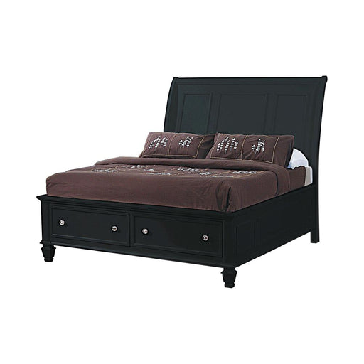 Sandy Beach Queen & E.King Storage Sleigh Bed Black & White - Visions in Furniture (La Mirada, CA)