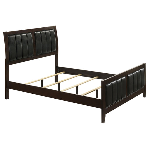 Carlton Full & Twin Upholstered Panel Bed Cappuccino and Black - Visions in Furniture (La Mirada, CA)