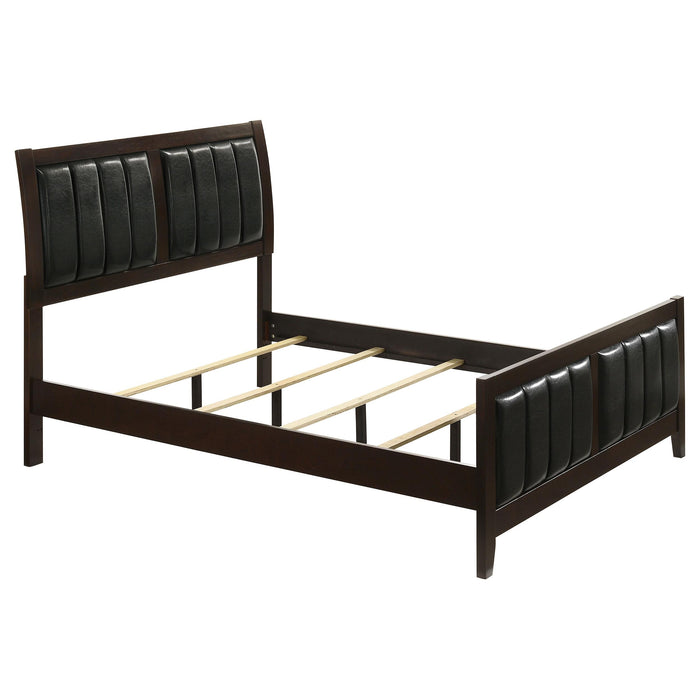 Carlton Full & Twin Upholstered Panel Bed Cappuccino and Black - Visions in Furniture (La Mirada, CA)
