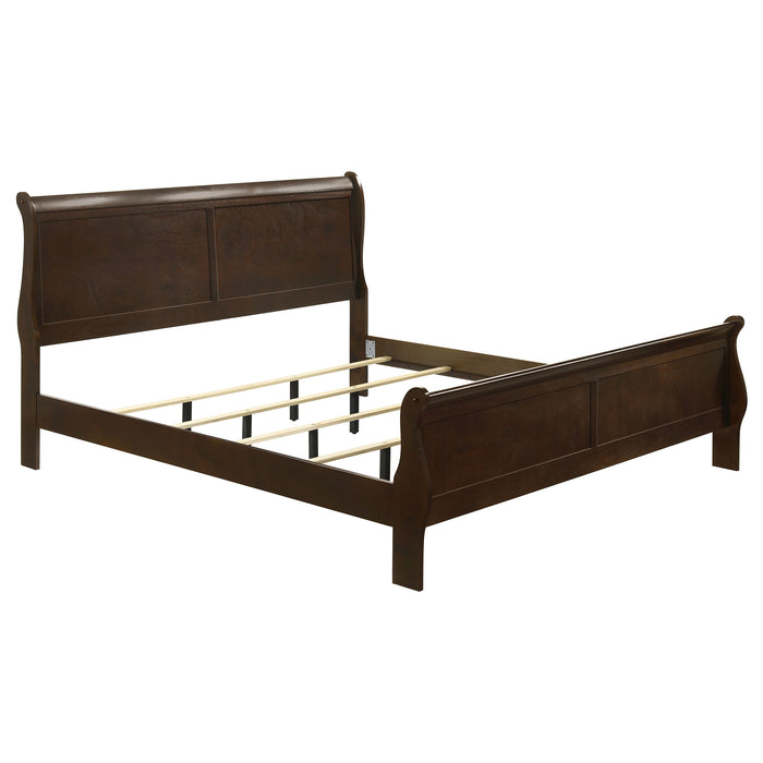 Louis Philippe Eastern King & Queen Panel Sleigh Bed Cappuccino