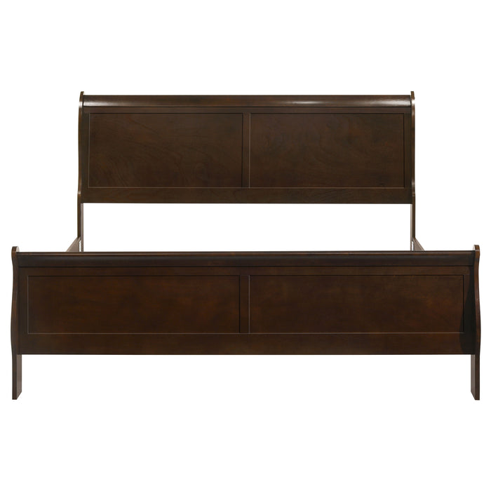 Louis Philippe Eastern King & Queen Panel Sleigh Bed Cappuccino