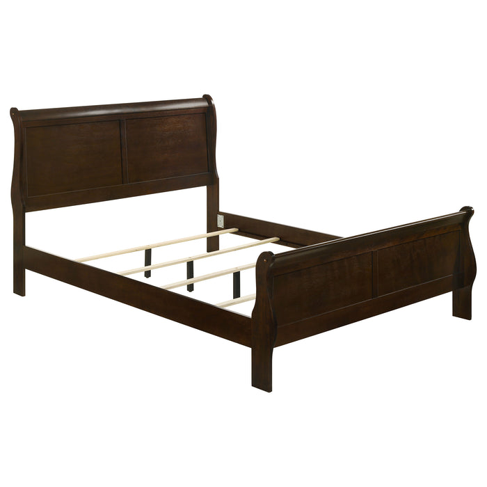 Louis Philippe Eastern King & Queen Panel Sleigh Bed Cappuccino