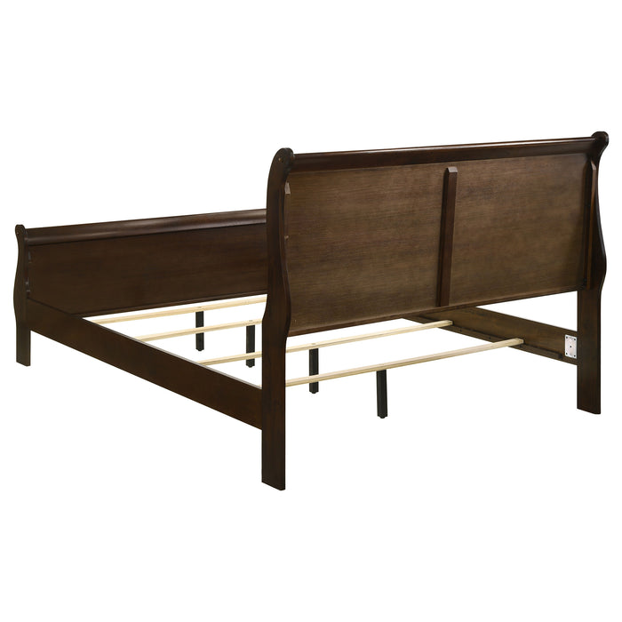 Louis Philippe Eastern King & Queen Panel Sleigh Bed Cappuccino