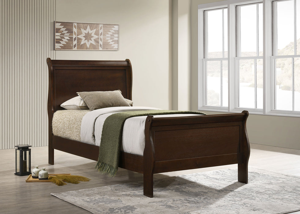 Louis Philippe Eastern King & Queen Panel Sleigh Bed Cappuccino