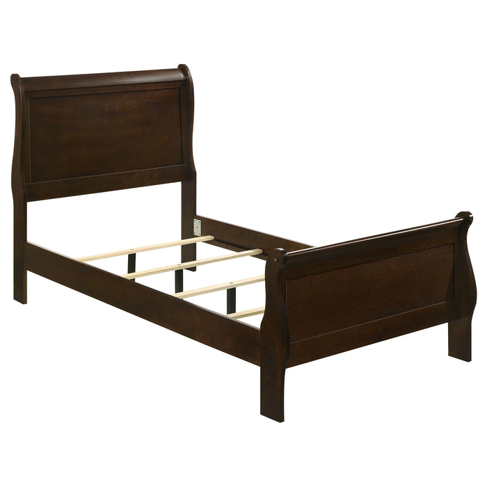 Louis Philippe Eastern King & Queen Panel Sleigh Bed Cappuccino