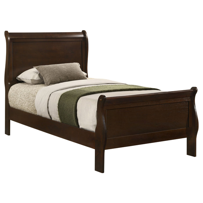 Louis Philippe Eastern King & Queen Panel Sleigh Bed Cappuccino