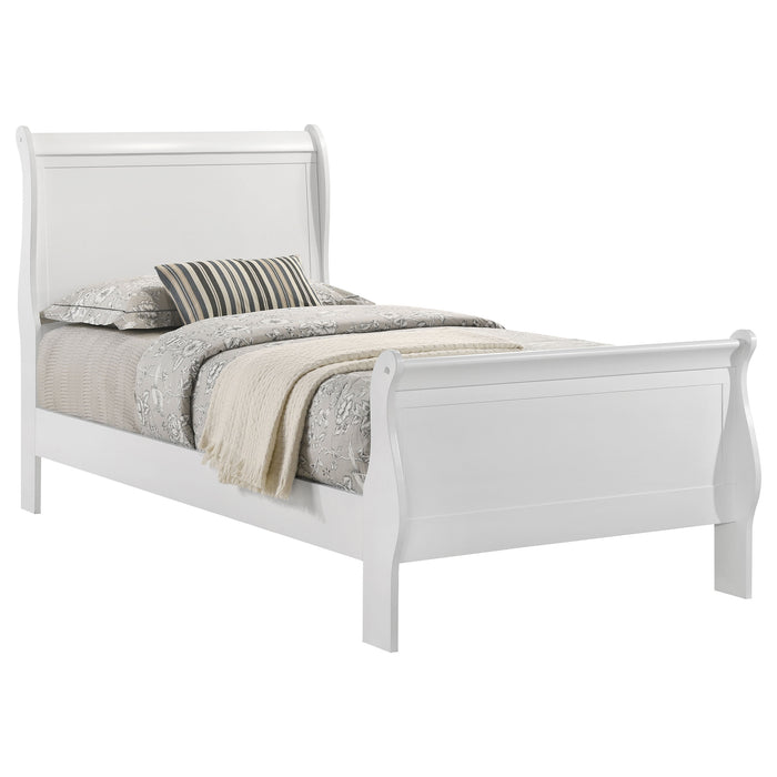 Louis Philippe Eastern King & Queen Panel Sleigh Bed Cappuccino