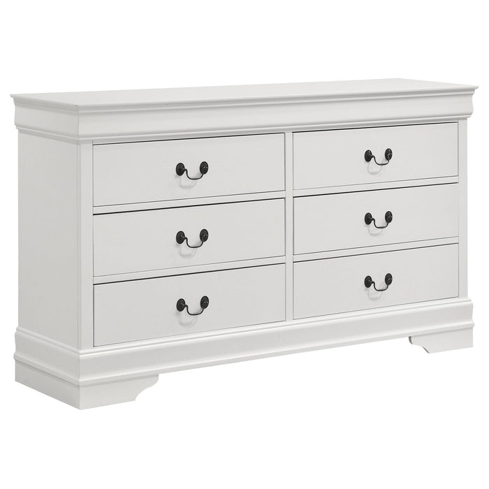 Louis Philippe 6-drawer Dresser White - Visions in Furniture (La Mirada, CA)