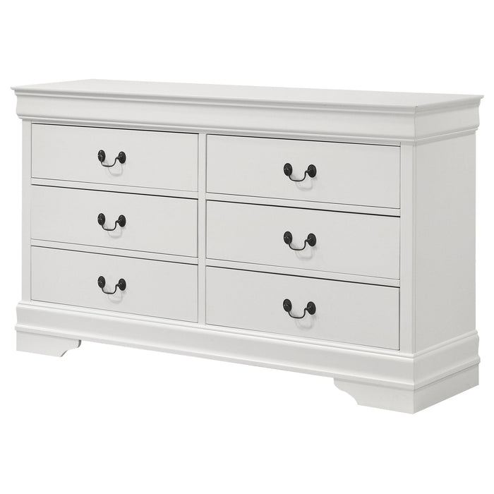 Louis Philippe 6-drawer Dresser White - Visions in Furniture (La Mirada, CA)