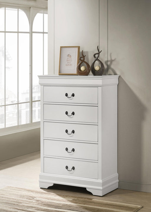 Louis Philippe 5-drawer Bedroom Chest White - Visions in Furniture (La Mirada, CA)