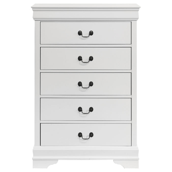 Louis Philippe 5-drawer Bedroom Chest White - Visions in Furniture (La Mirada, CA)