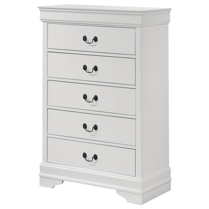 Louis Philippe 5-drawer Bedroom Chest White - Visions in Furniture (La Mirada, CA)