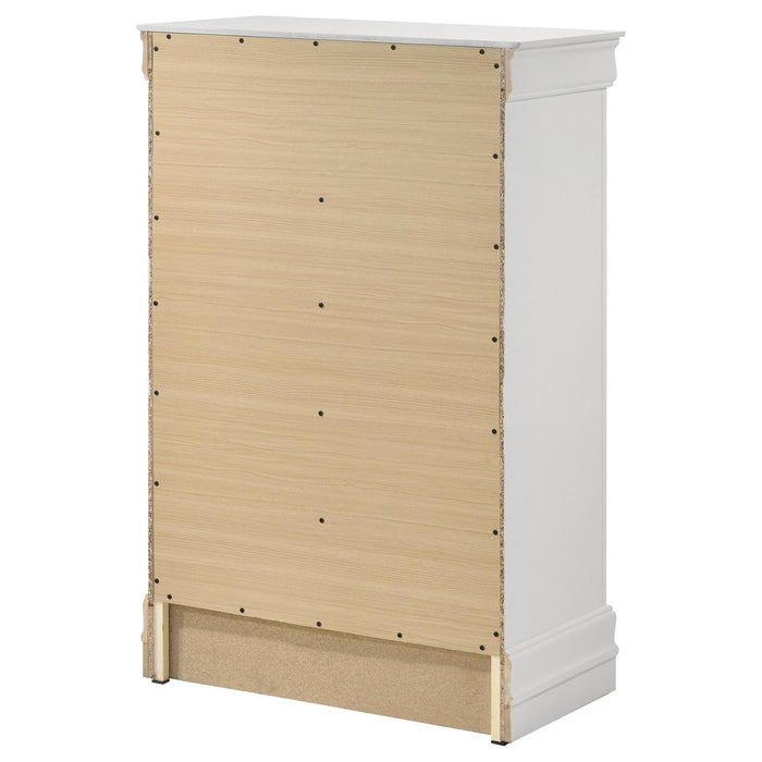 Louis Philippe 5-drawer Bedroom Chest White - Visions in Furniture (La Mirada, CA)
