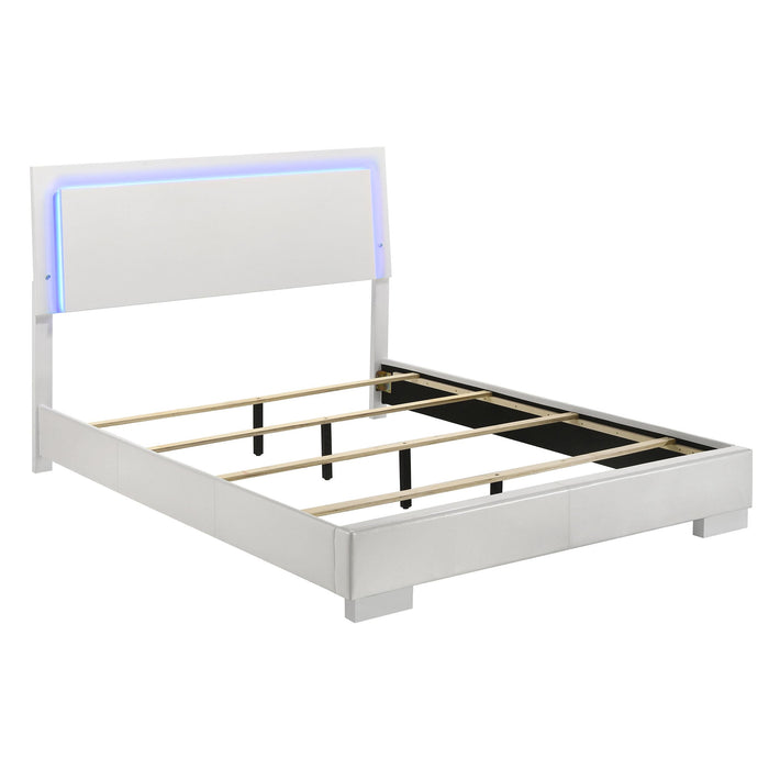 Felicity Eastern King, Queen, & Cal.King Panel Bed with LED Lighting Glossy White - Visions in Furniture (La Mirada, CA)
