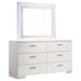 Felicity 6-drawer Dresser with LED Mirror White High Gloss - Visions in Furniture (La Mirada, CA)