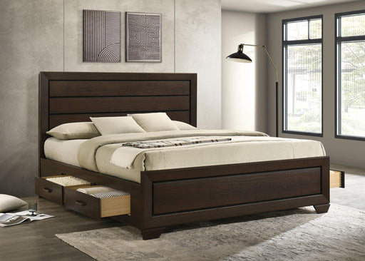 Kauffman California King, Eastren king, & Queen Storage Bed Dark Cocoa - Visions in Furniture (La Mirada, CA)