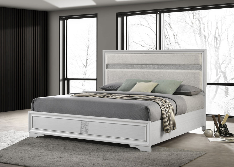 Miranda California King, E.King, Queen, Full, & Twin Bed Black & White - Visions in Furniture (La Mirada, CA)