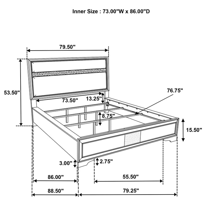 Miranda California King, E.King, Queen, Full, & Twin Bed Black & White - Visions in Furniture (La Mirada, CA)