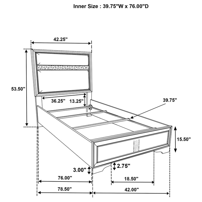 Miranda California King, E.King, Queen, Full, & Twin Bed Black & White - Visions in Furniture (La Mirada, CA)