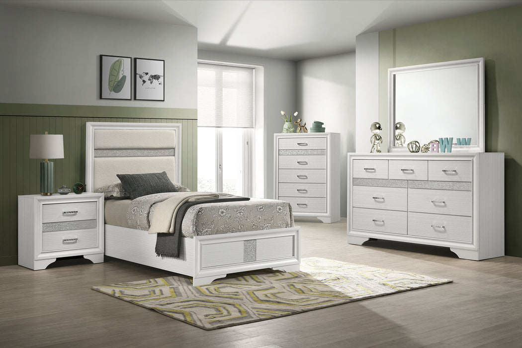 Miranda California King, E.King, Queen, Full, & Twin Bed Black & White - Visions in Furniture (La Mirada, CA)