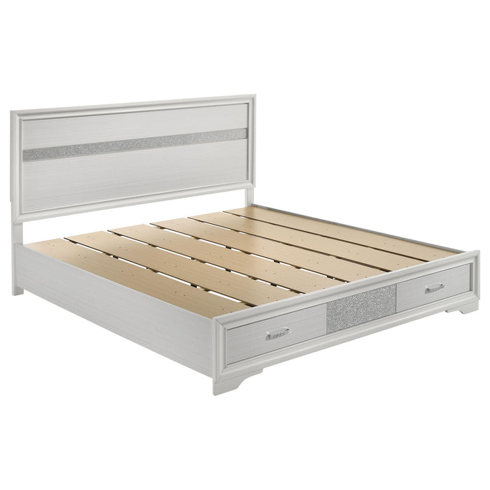 Miranda California King. E.King, & Queen 2-drawer Storage Bed Black & White - Visions in Furniture (La Mirada, CA)