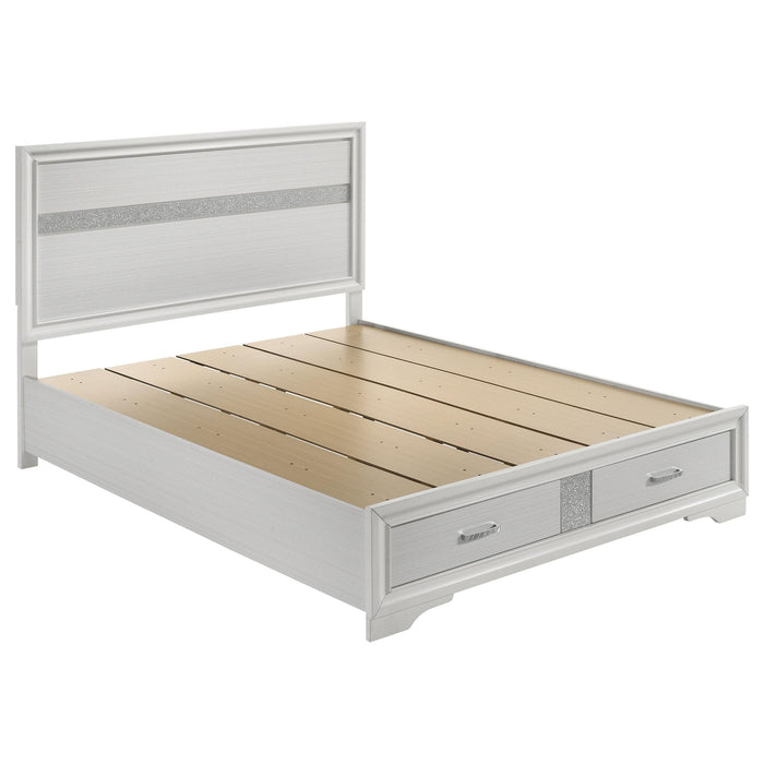 Miranda California King. E.King, & Queen 2-drawer Storage Bed Black & White - Visions in Furniture (La Mirada, CA)