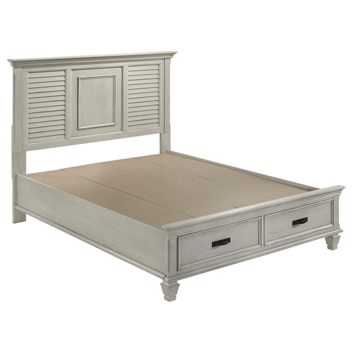 Franco Eastern King & Queen Storage Bed Antique White - Visions in Furniture (La Mirada, CA)
