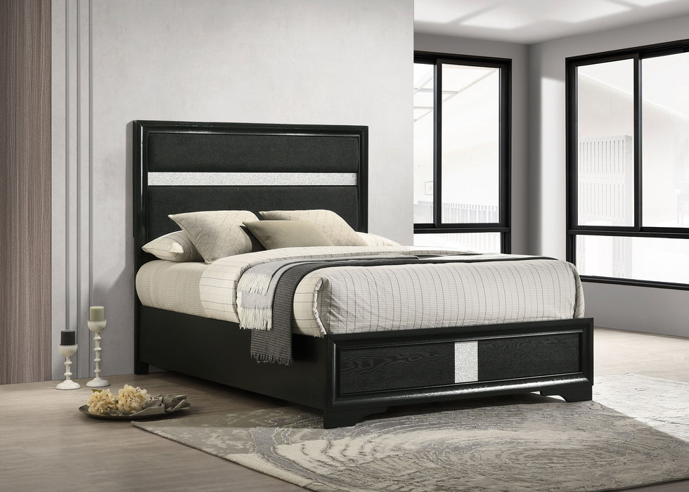 Miranda California King, E.King, Queen, Full, & Twin Bed Black & White - Visions in Furniture (La Mirada, CA)
