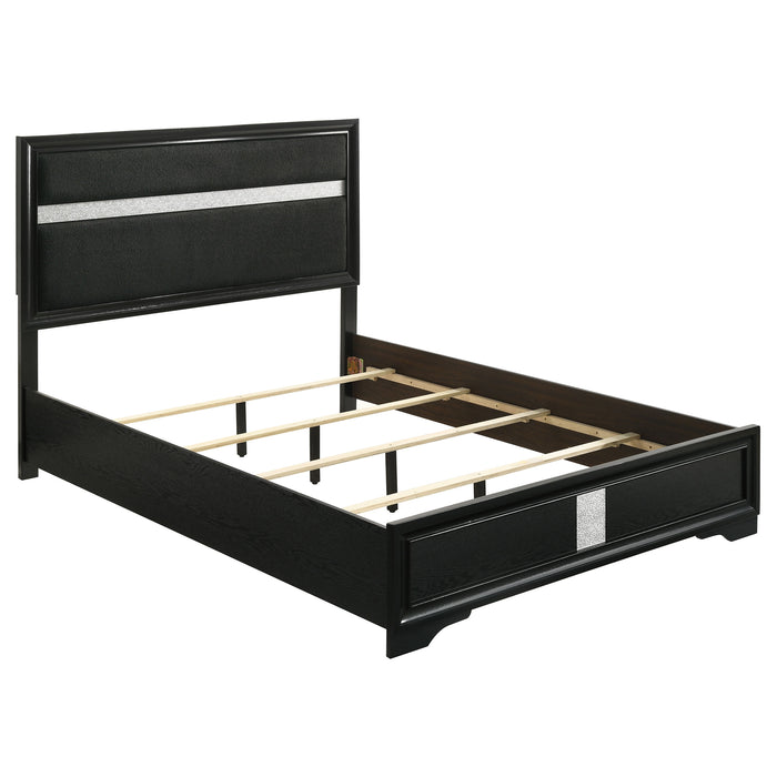 Miranda California King, E.King, Queen, Full, & Twin Bed Black & White - Visions in Furniture (La Mirada, CA)