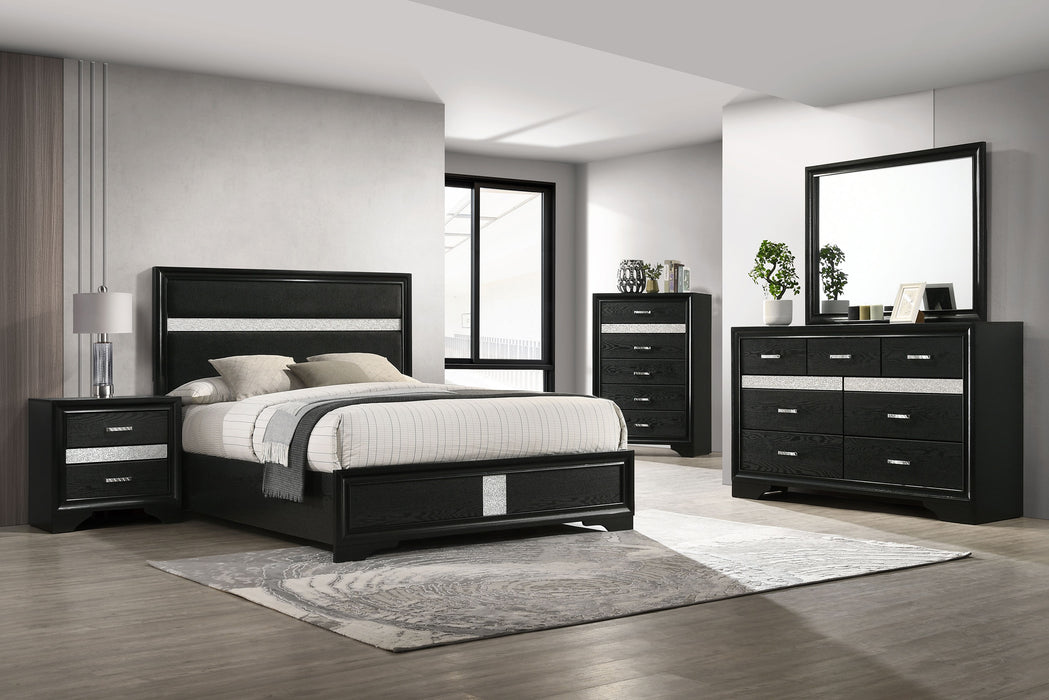 Miranda California King, E.King, Queen, Full, & Twin Bed Black & White - Visions in Furniture (La Mirada, CA)