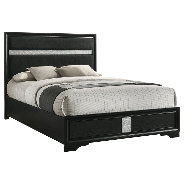 Miranda California King, E.King, Queen, Full, & Twin Bed Black & White - Visions in Furniture (La Mirada, CA)