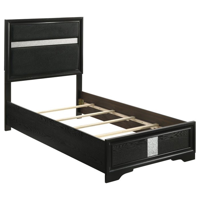Miranda California King, E.King, Queen, Full, & Twin Bed Black & White - Visions in Furniture (La Mirada, CA)