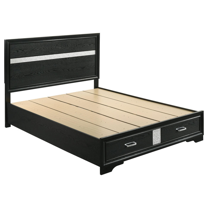 Miranda California King. E.King, & Queen 2-drawer Storage Bed Black & White - Visions in Furniture (La Mirada, CA)
