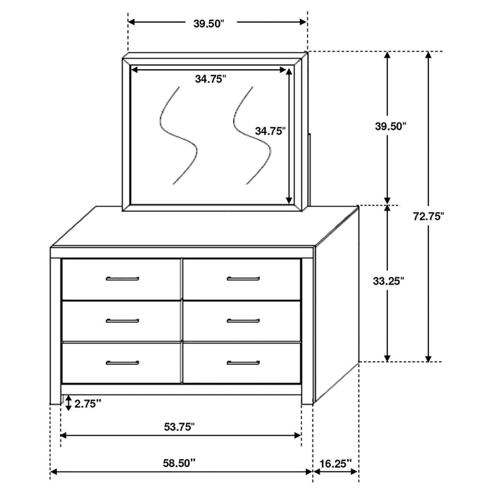 Brantford Dresser With Mirror - Visions in Furniture (La Mirada, CA)