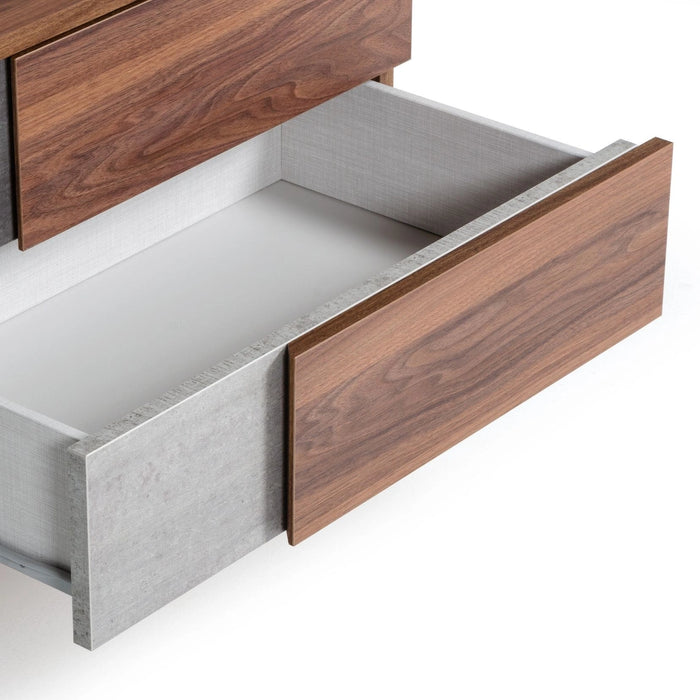 Palermo - Italian Modern Faux Concrete & Walnut 4-Piece Bedroom Set