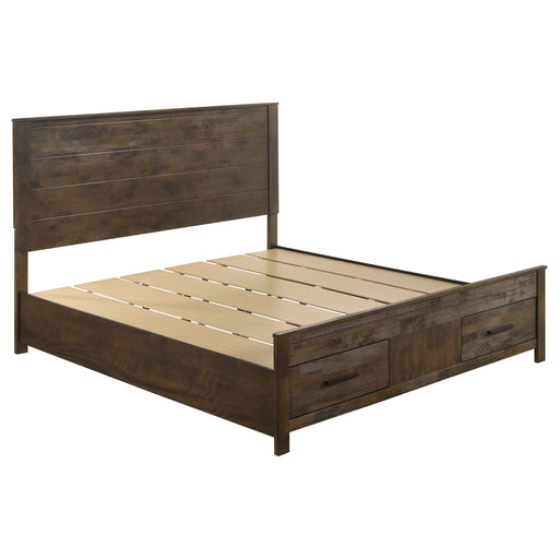 Woodmont Eastern King & Queen Storage Bed Rustic Golden Brown - Visions in Furniture (La Mirada, CA)