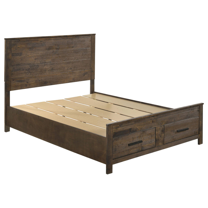 Woodmont Eastern King & Queen Storage Bed Rustic Golden Brown - Visions in Furniture (La Mirada, CA)