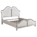 Evangeline Tufted Upholstered Platform Bed Ivory and Silver Oak - Visions in Furniture (La Mirada, CA)