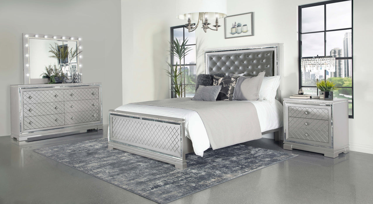 Eleanor Upholstered Tufted Bedroom Set Metallic - Visions in Furniture (La Mirada, CA)