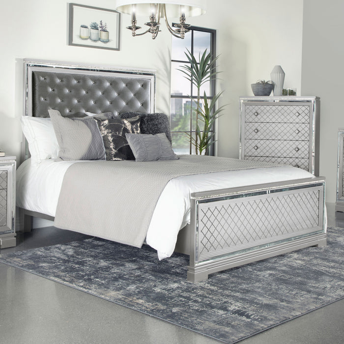 Eleanor Upholstered Tufted Bed Metallic - Visions in Furniture (La Mirada, CA)