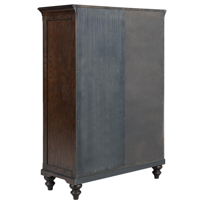 Andover 6-drawer Tempered Glass Door Chest Dark Oak - Visions in Furniture (La Mirada, CA)